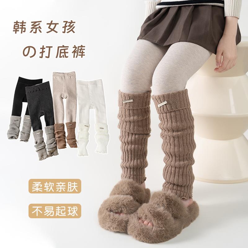 秋冬女童加绒打底裤新款中小童女宝宝袜套拼接一体绒裤子外穿韩风