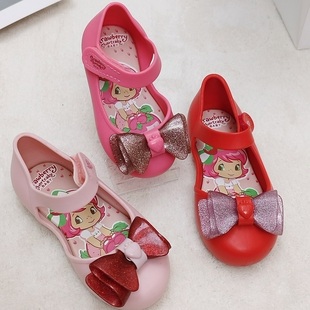 巴西梅丽莎副牌夏季 儿童包头凉鞋 魔术贴草莓公主女宝学步鞋 果冻鞋