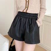 宽松阔腿显瘦外穿百搭休闲黑色打底皮裤 新款 潮 女2026春季 pu皮短裤