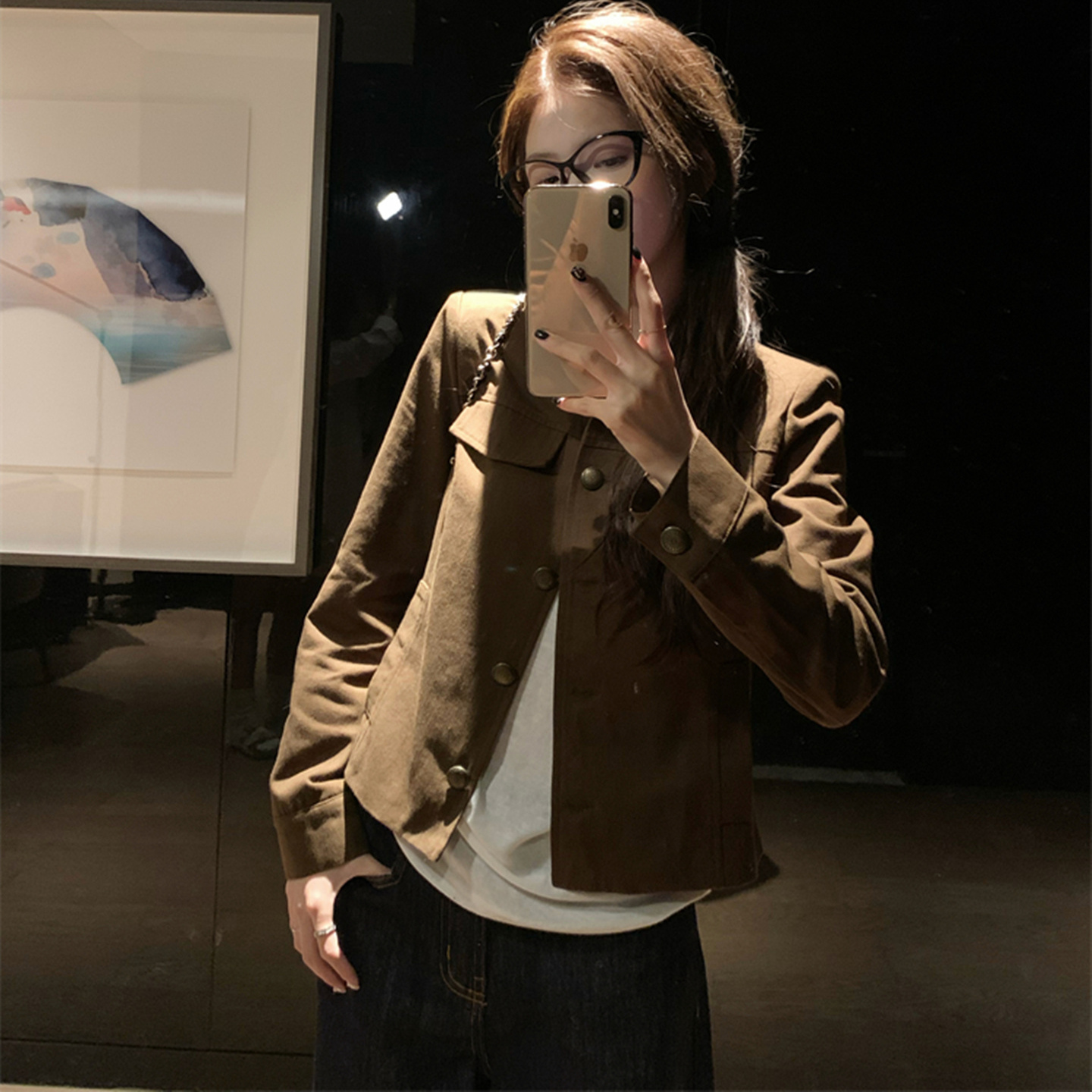 vintage韩系复古翻领短外套女秋