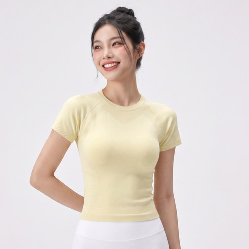 普拉提训练短袖速干上衣跑步瑜伽服秋季女款修身显瘦健身运动T恤