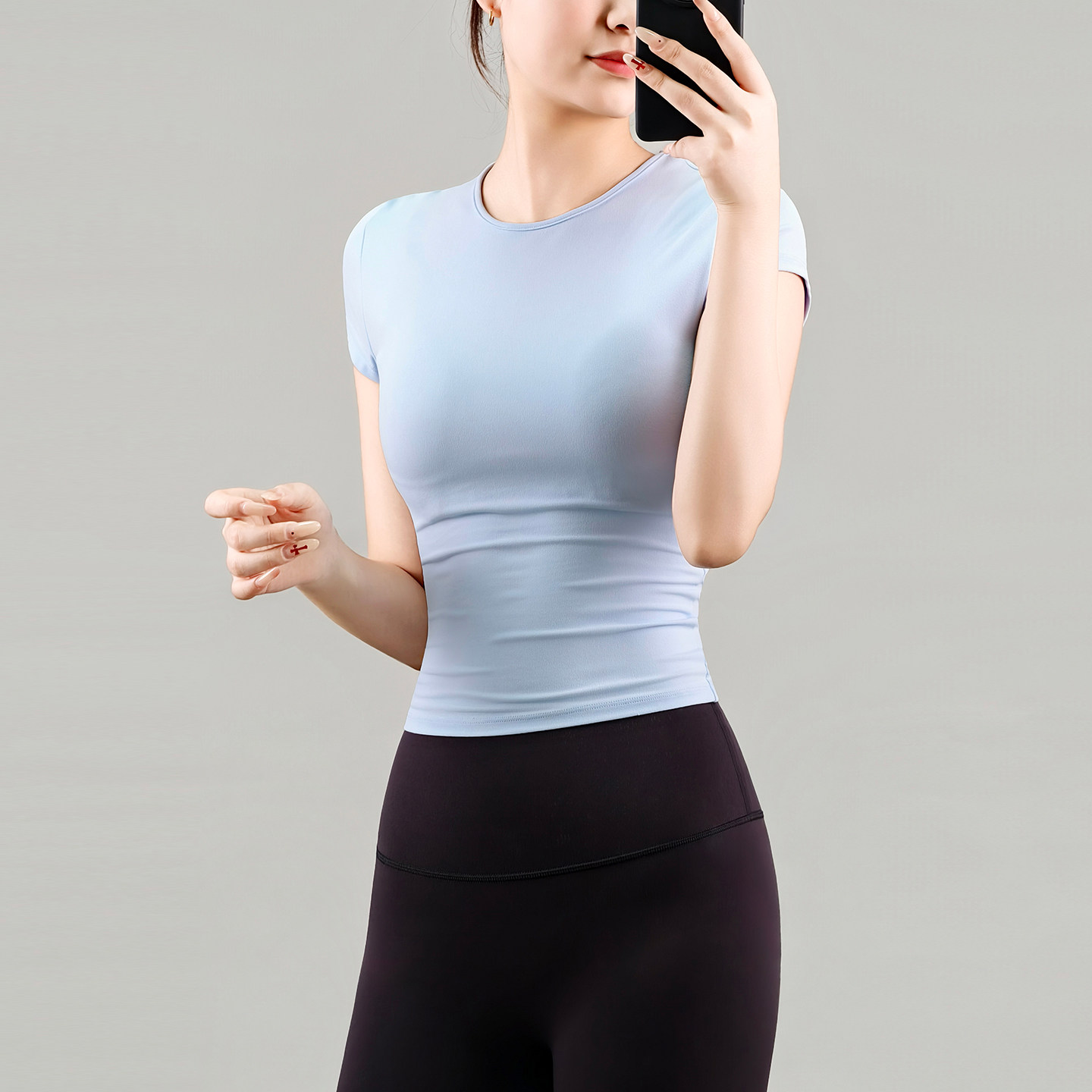 可可推荐紧身速干弹力瑜伽T恤女