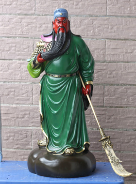 特大彩绘武财神关公佛像工艺礼品