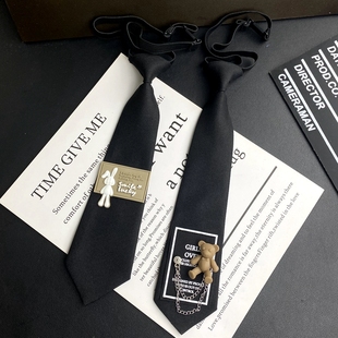 复古日系jk领带女免打卡其色小标学生衬衫领带配饰黑色纯色学院风