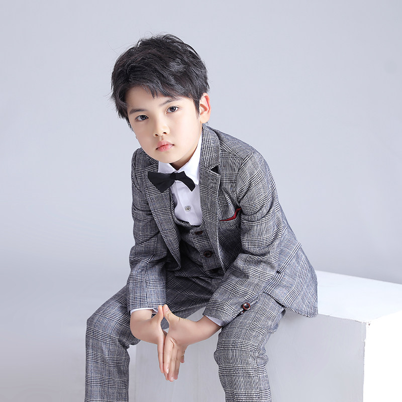男童西装套装春秋款儿童礼服四件套钢琴表演服支持人帅气小西服