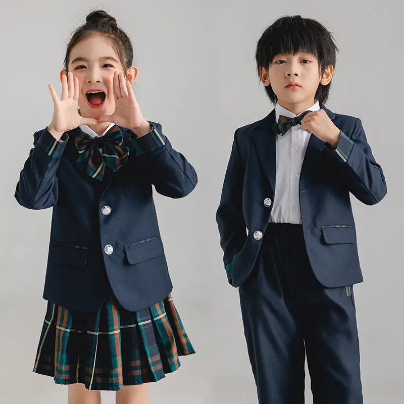 小学生西装校服英伦风班服幼儿园园服女童格子裙套装口才演出礼服