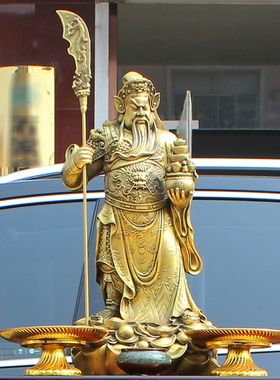 黄铜武财神关公落地摆件
