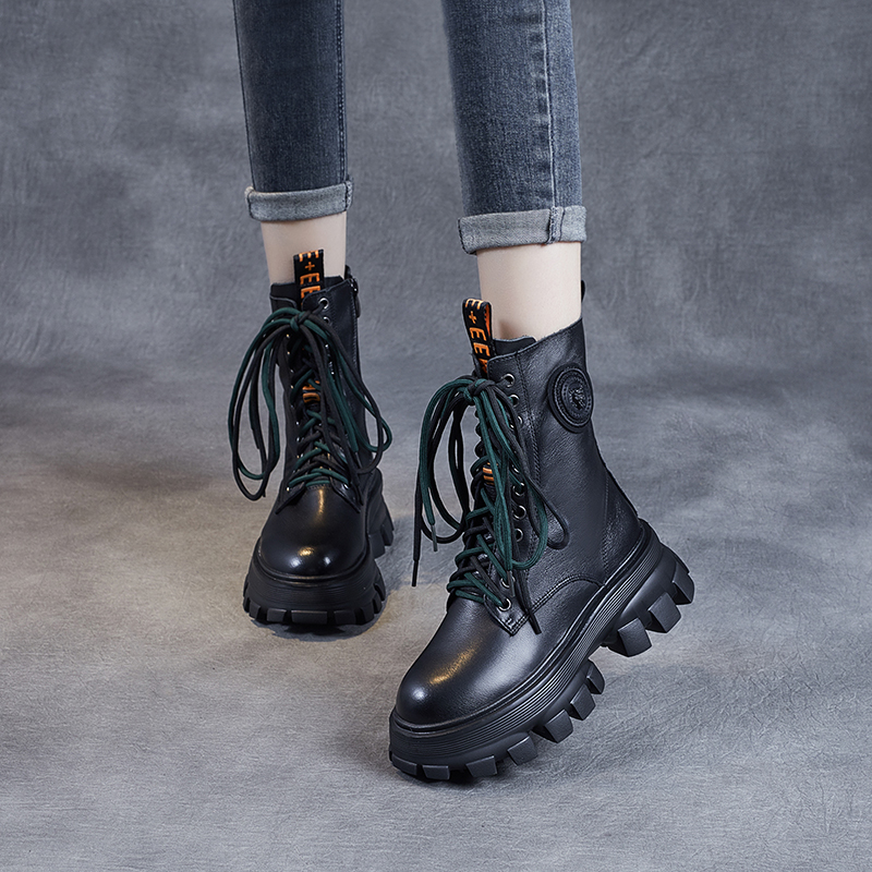 真皮系带高跟春秋单靴2025新品