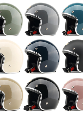 台湾evo复古头盔姜戈Vespa踏板金吉拉机车摩托车3/4半盔男女四季