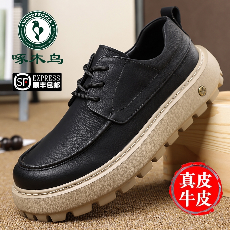 啄木鸟男鞋真皮休闲皮鞋男爸爸鞋
