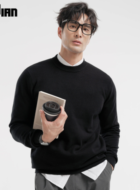 「可机洗绵羊毛」圆领毛衣男士发热科技保暖长袖针织衫上衣秋冬季