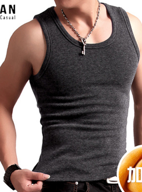 保暖背心男加绒加厚双层冬季内穿紧身修身纯棉无痕内搭护心打底衫