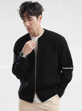 拉链「奢暖亲肤」绵羊毛毛衣男外套发热科技夹克开衫针织衫秋冬季