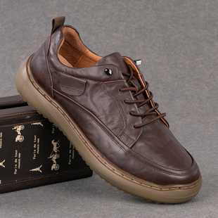 外贸真皮男鞋秋冬新款头层牛皮休闲皮鞋男款软底增高运动跑步皮鞋