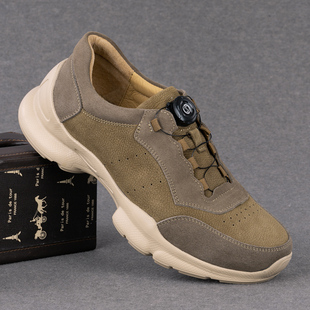 外贸真皮男鞋头层牛皮时尚复古潮鞋轻便休闲透气通勤运动跑步皮鞋