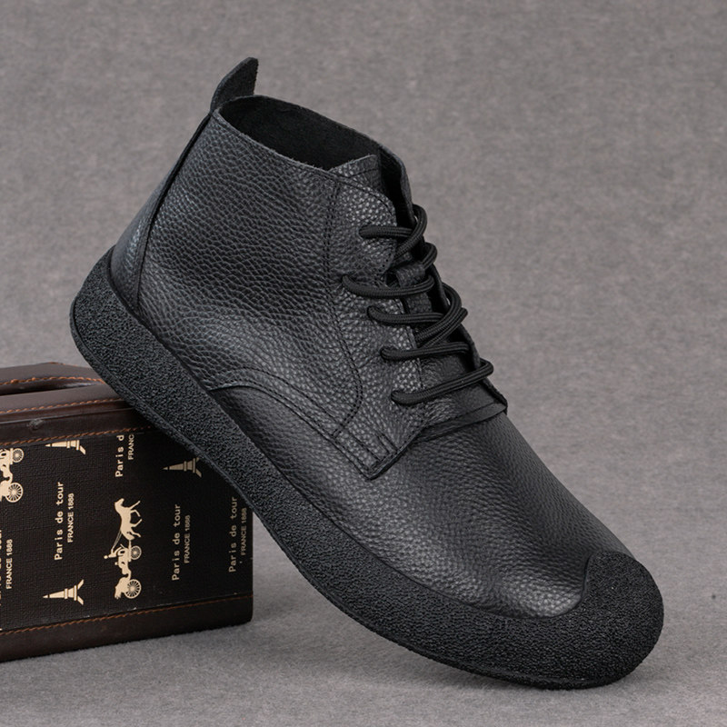 外贸真皮男鞋秋冬新款真皮软鞋底马丁靴头层牛皮男款时尚高帮皮靴