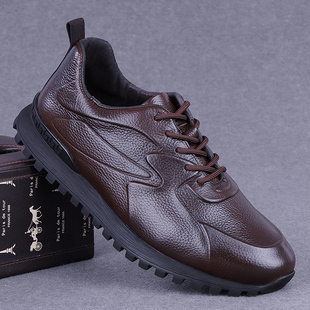 潮流运动跑步旅游男鞋 透气头层牛皮鞋 男真皮春夏新款 外贸休闲皮鞋
