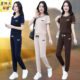 女夏季 休闲短袖 薄款 夏装 两件套 2026年新款 冰丝妈妈圆领运动服套装