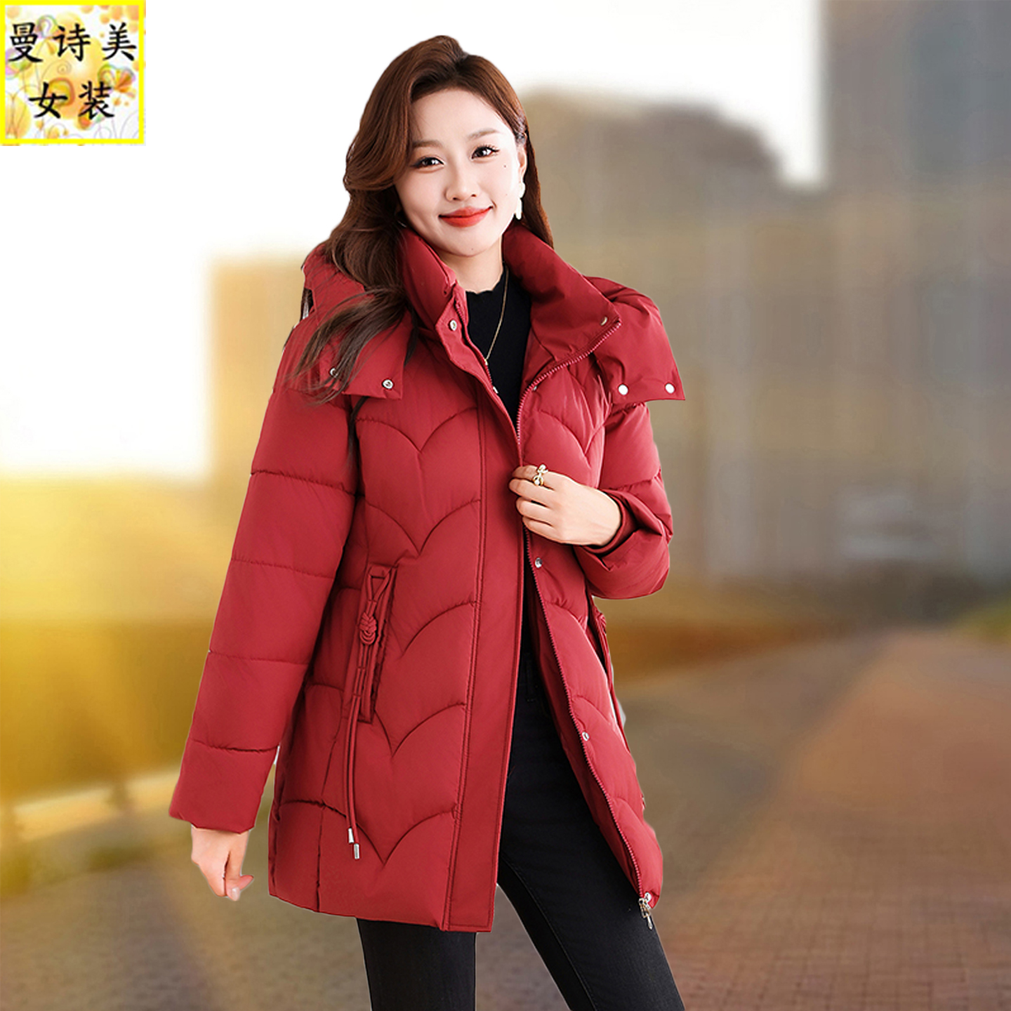 羽绒棉衣棉服女士加厚中长款外套