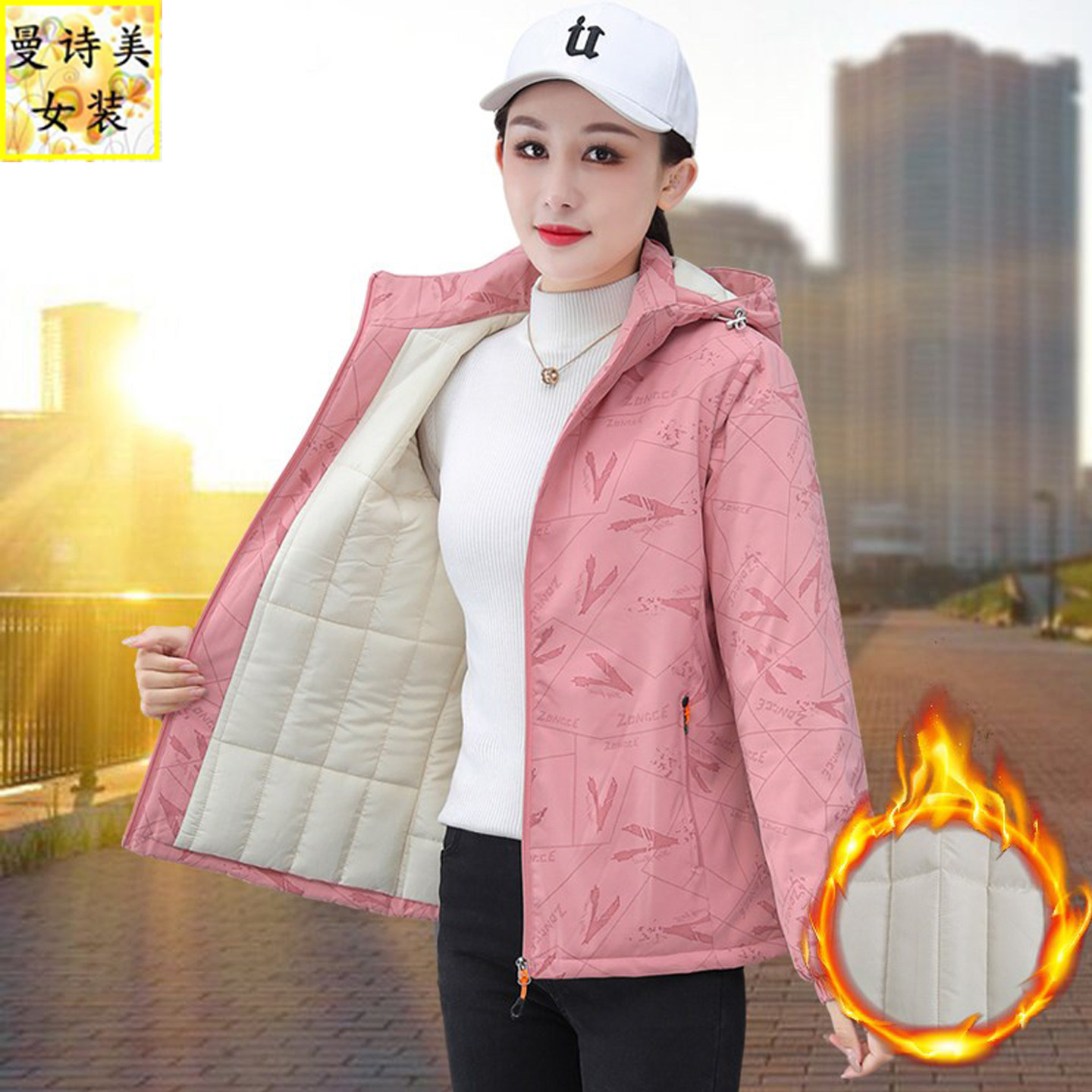 短款户外冲锋棉服女冬季夹棉外套