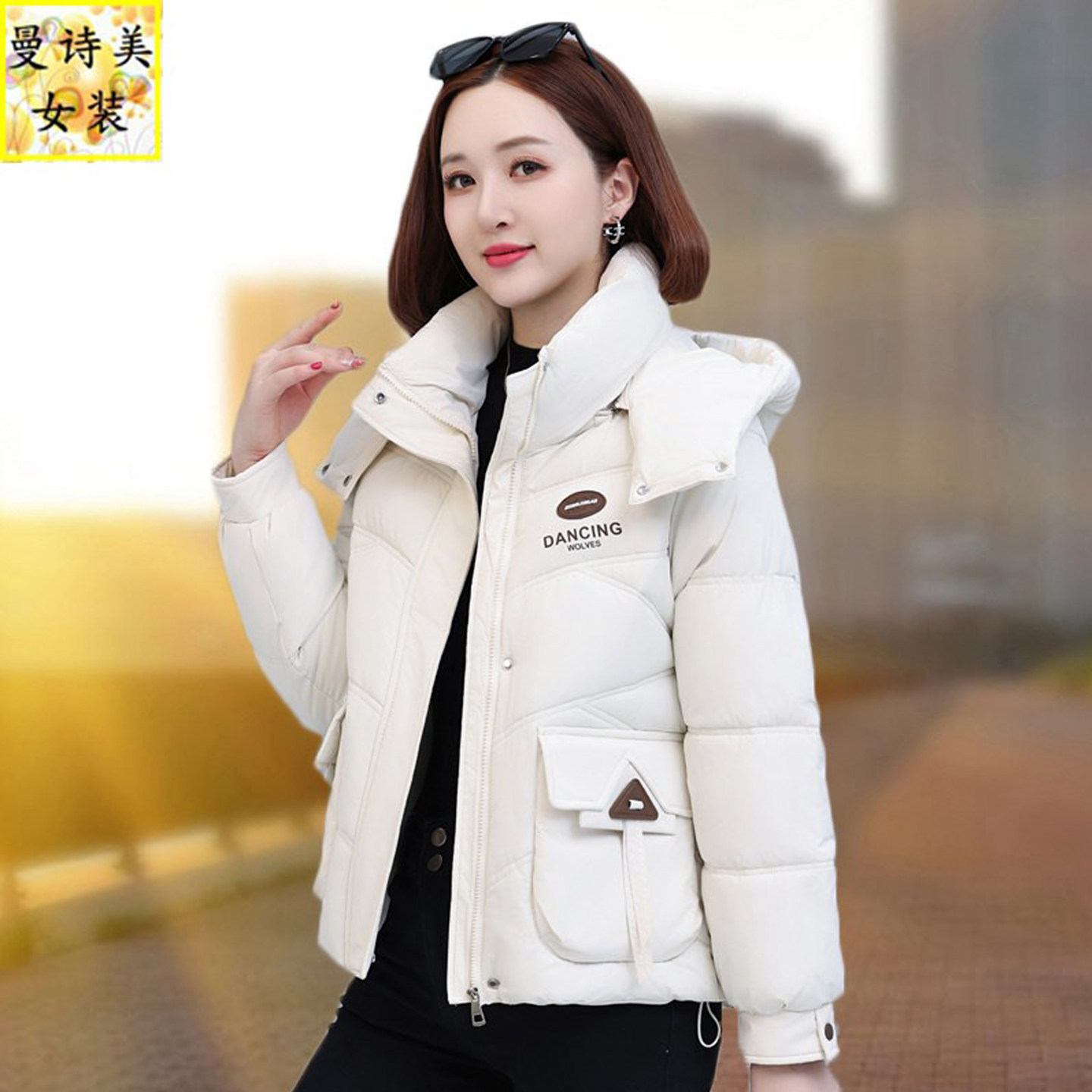 女时尚洋气短款外套加厚百搭棉衣