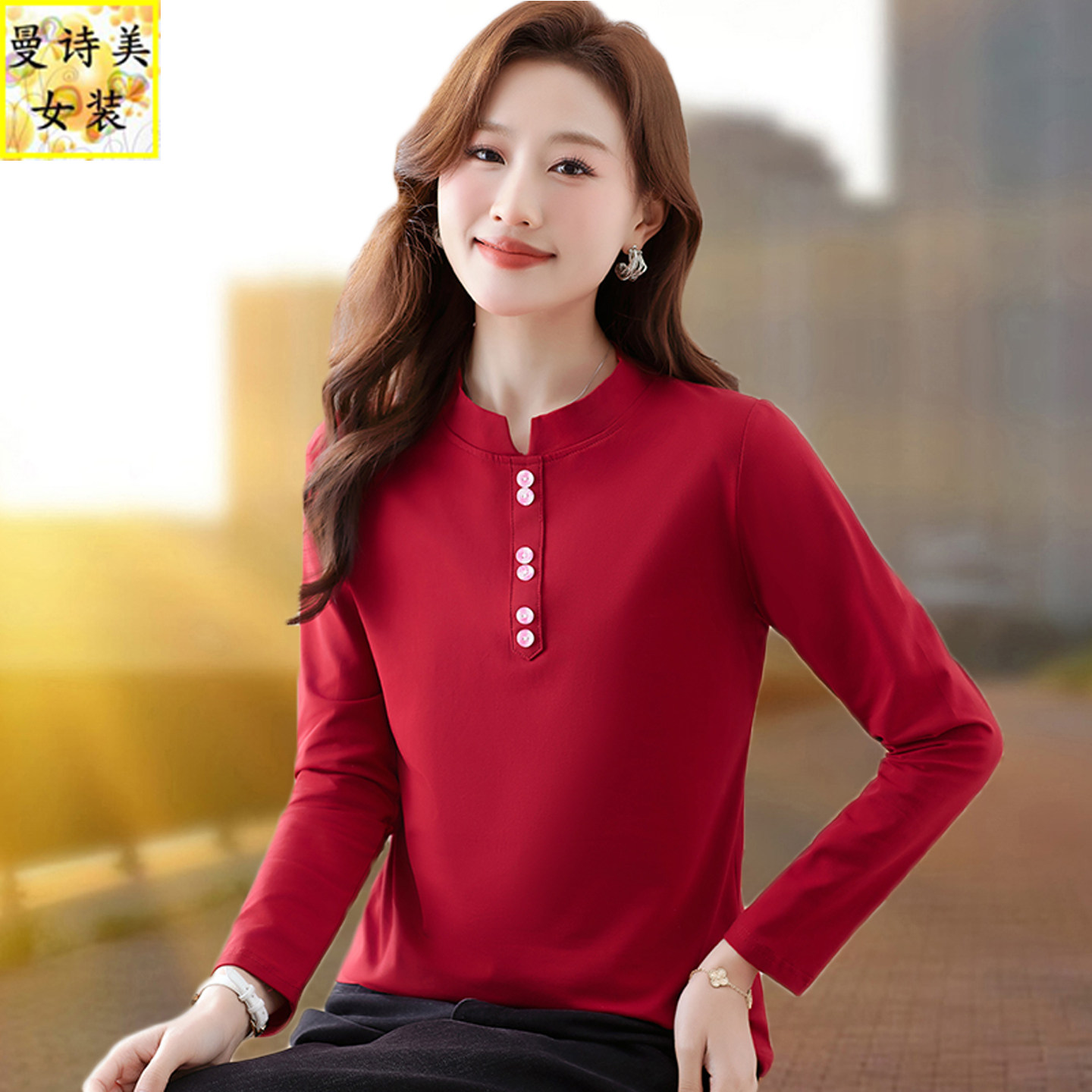 纯棉休闲长袖T恤女春秋季新款2026韩版减龄显瘦洋气打底小衫上衣