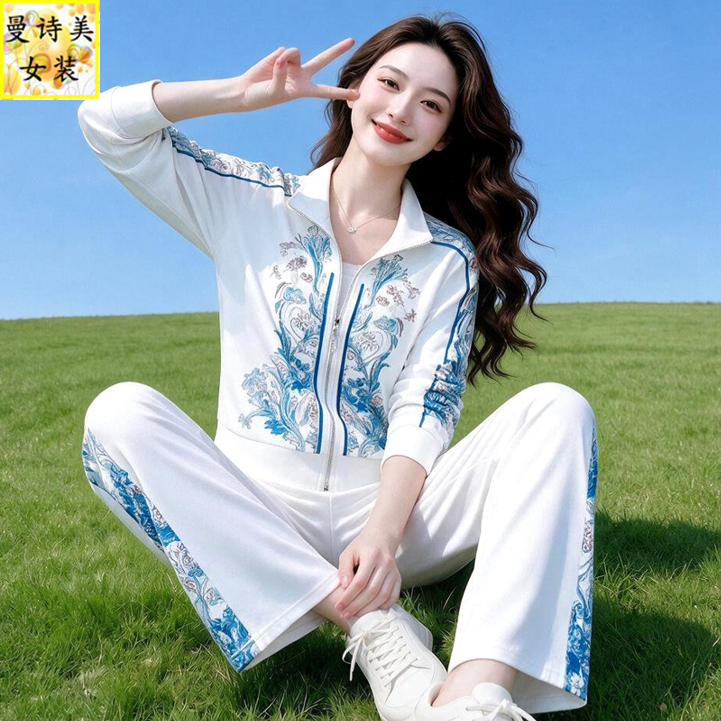 春秋妈妈运动套装女士2026新款立领新中式国风气质减龄休闲三件套