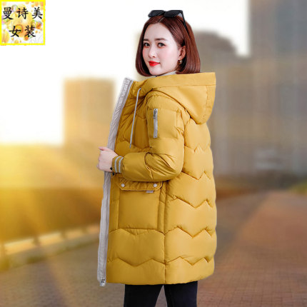 羽绒棉衣棉服女2025冬季新款中长款外套加厚宽松大码妈妈显瘦棉袄