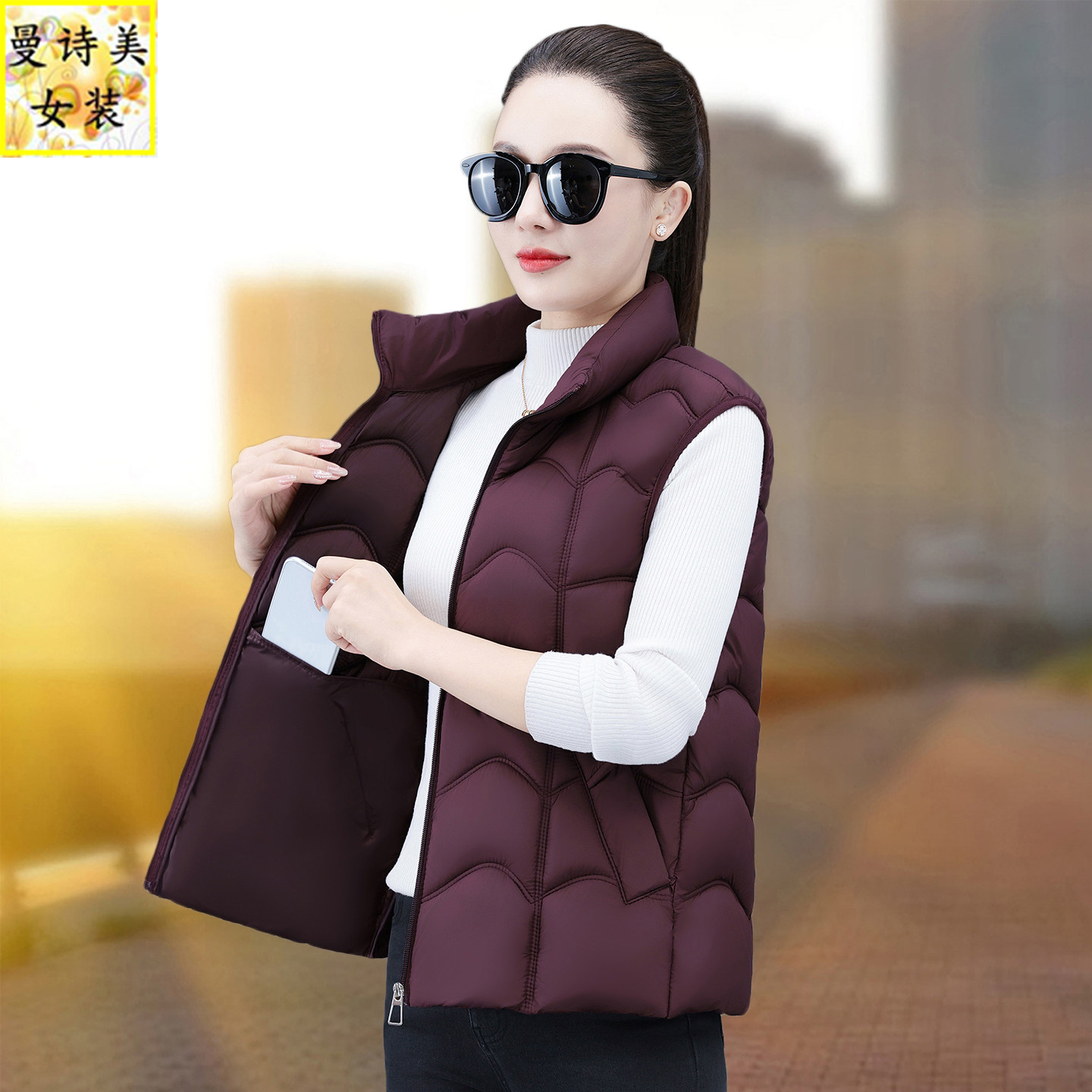 时尚棉马甲女冬季2026新款外穿加厚保暖立领背心洋气妈妈马夹坎肩