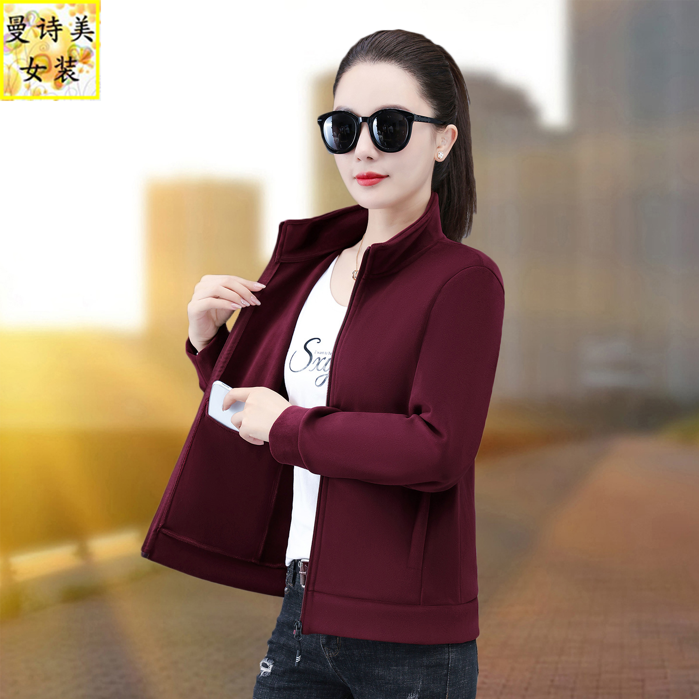 抓绒衣外套女秋冬双面摇粒绒卫衣