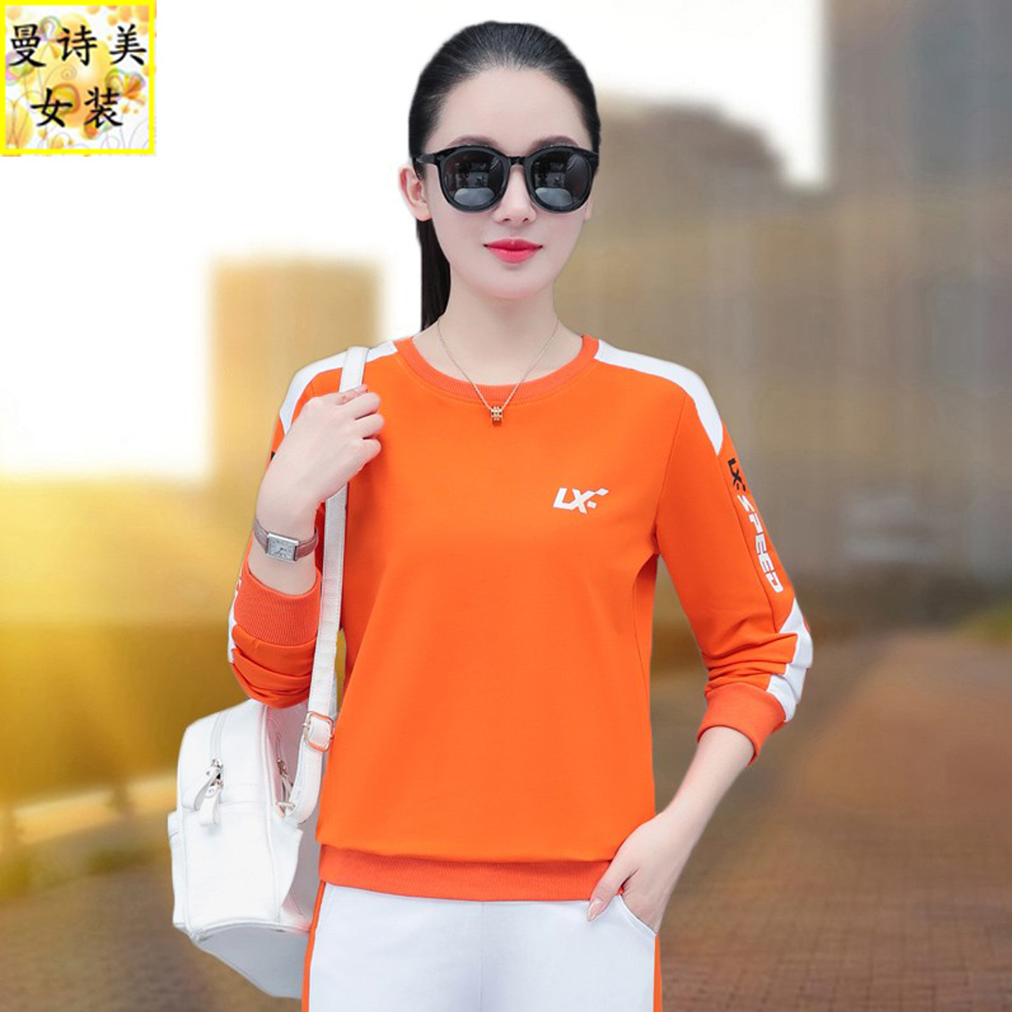 宽松棉料女时尚百搭圆领上衣卫衣