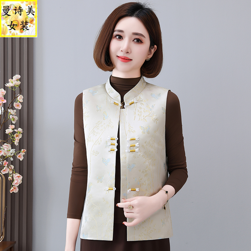 新中式国风马甲女春秋季背心坎肩