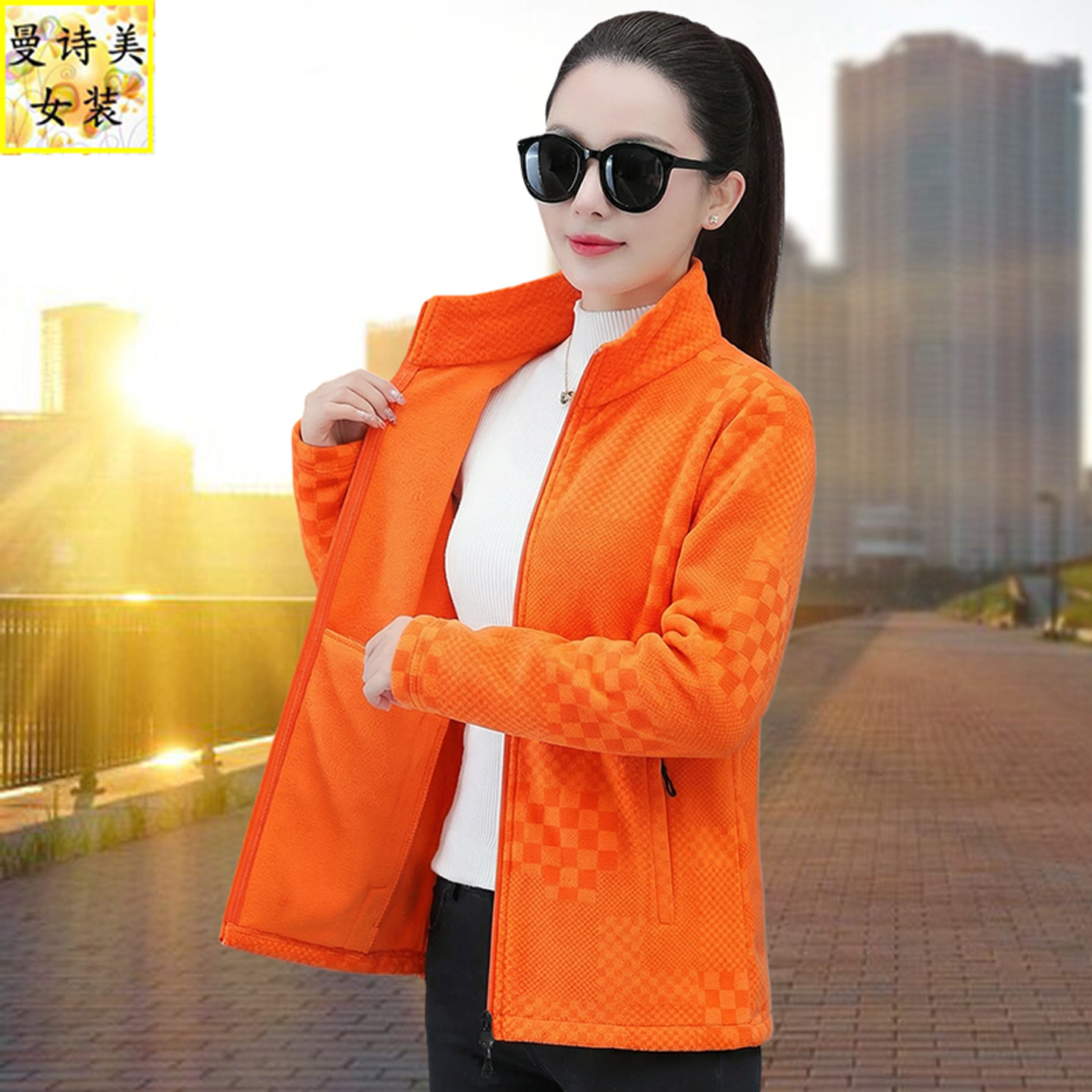 抓绒衣外套女春秋冬2026新款爆款妈妈洋气显瘦摇粒绒加绒短款上衣