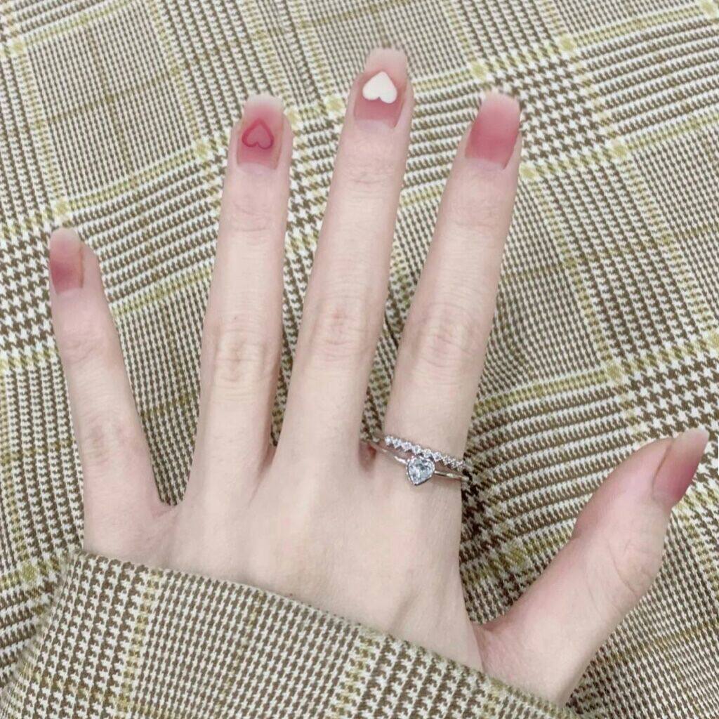 粉腮红心假指甲片穿戴美甲贴片小清新持久成品甲片贴24片美甲贴