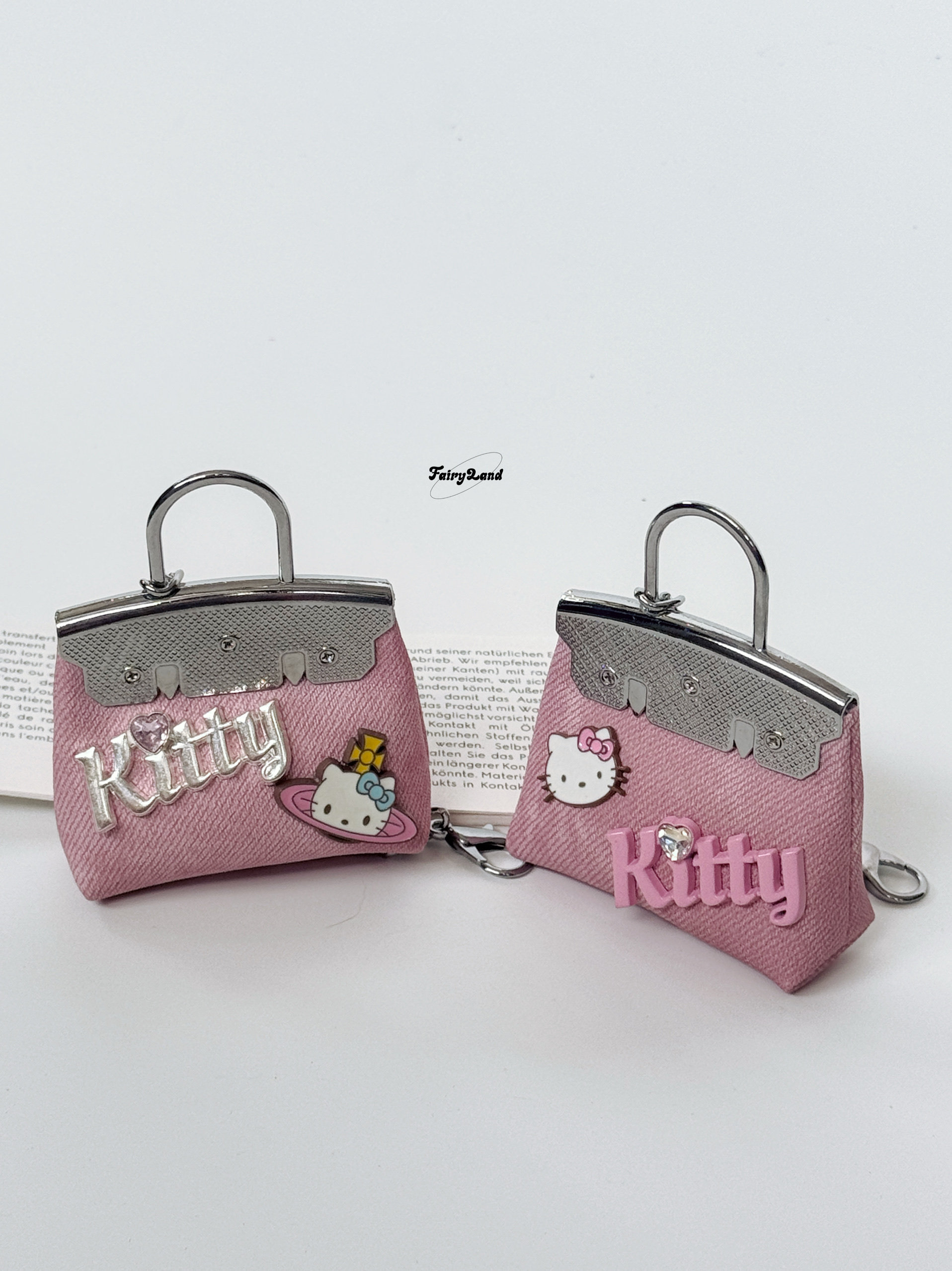 原创kitty猫迷你kelly包包挂件牛仔kt猫汽车钥匙扣手提包挂饰土星