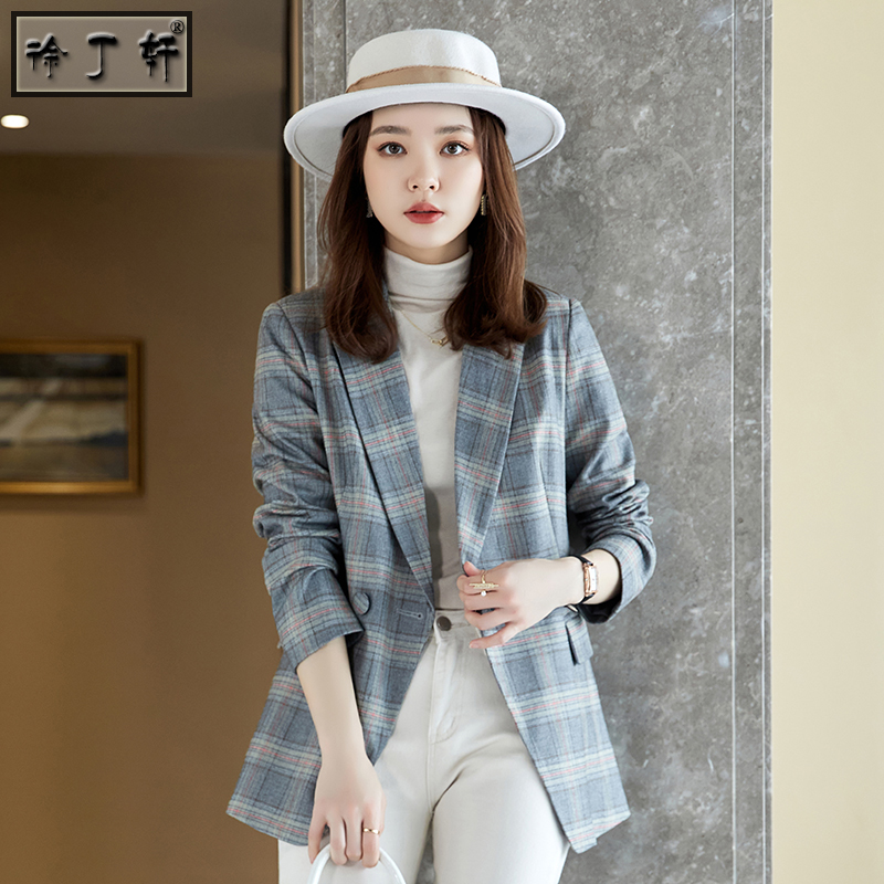 小西服上衣2021新款秋季女装时尚气质休闲高腰灰色