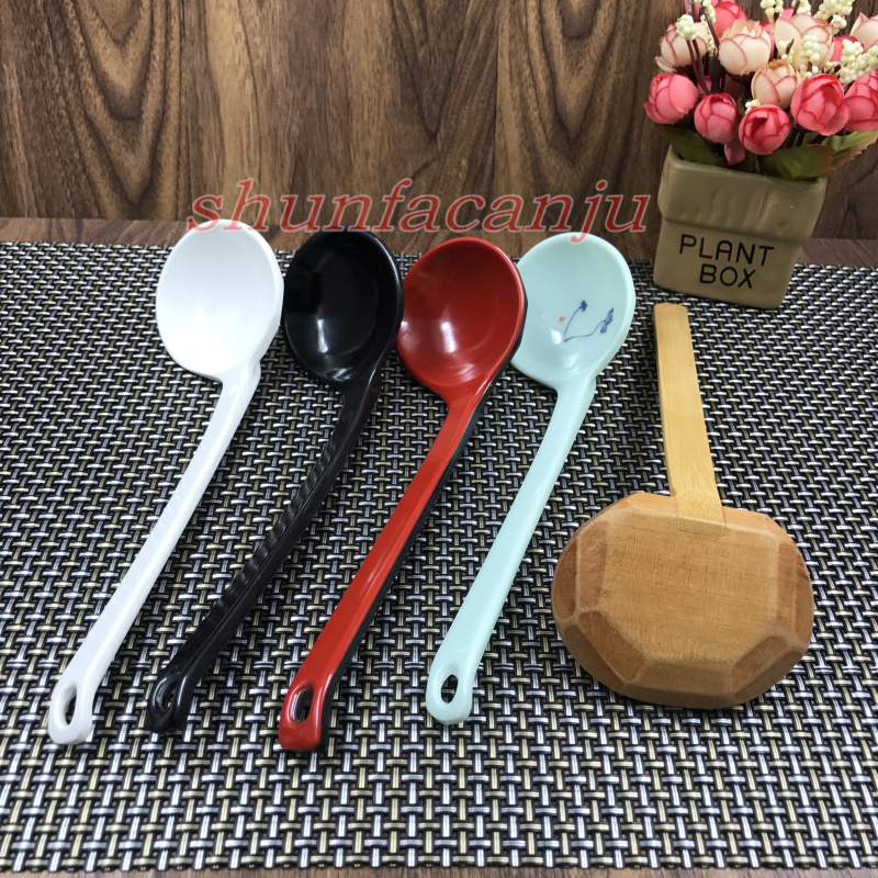 A5料密胺餐具 日式味千拉面龟壳勺 长柄勺 调羹 木头龟勺 龟甲勺