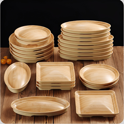 密胺潮汕山野风火锅店肥牛卷涮肉盘鲜切牛肉盘仿瓷木纹毛肚盘