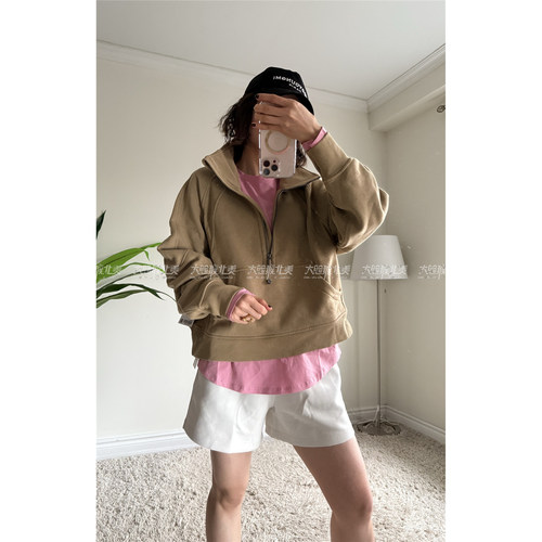 立领加绒宽松瑜伽lululemon卫衣