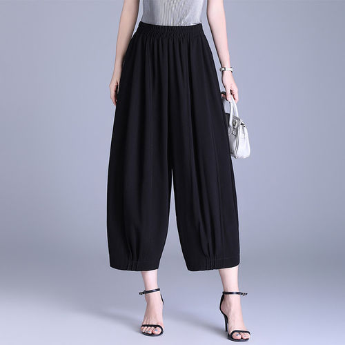 黑色九分灯笼裤女2026新款夏季