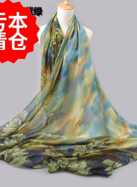 新款韩版时尚巴厘纱围巾女士冬季保暖空调房披肩超长大尺寸沙滩巾