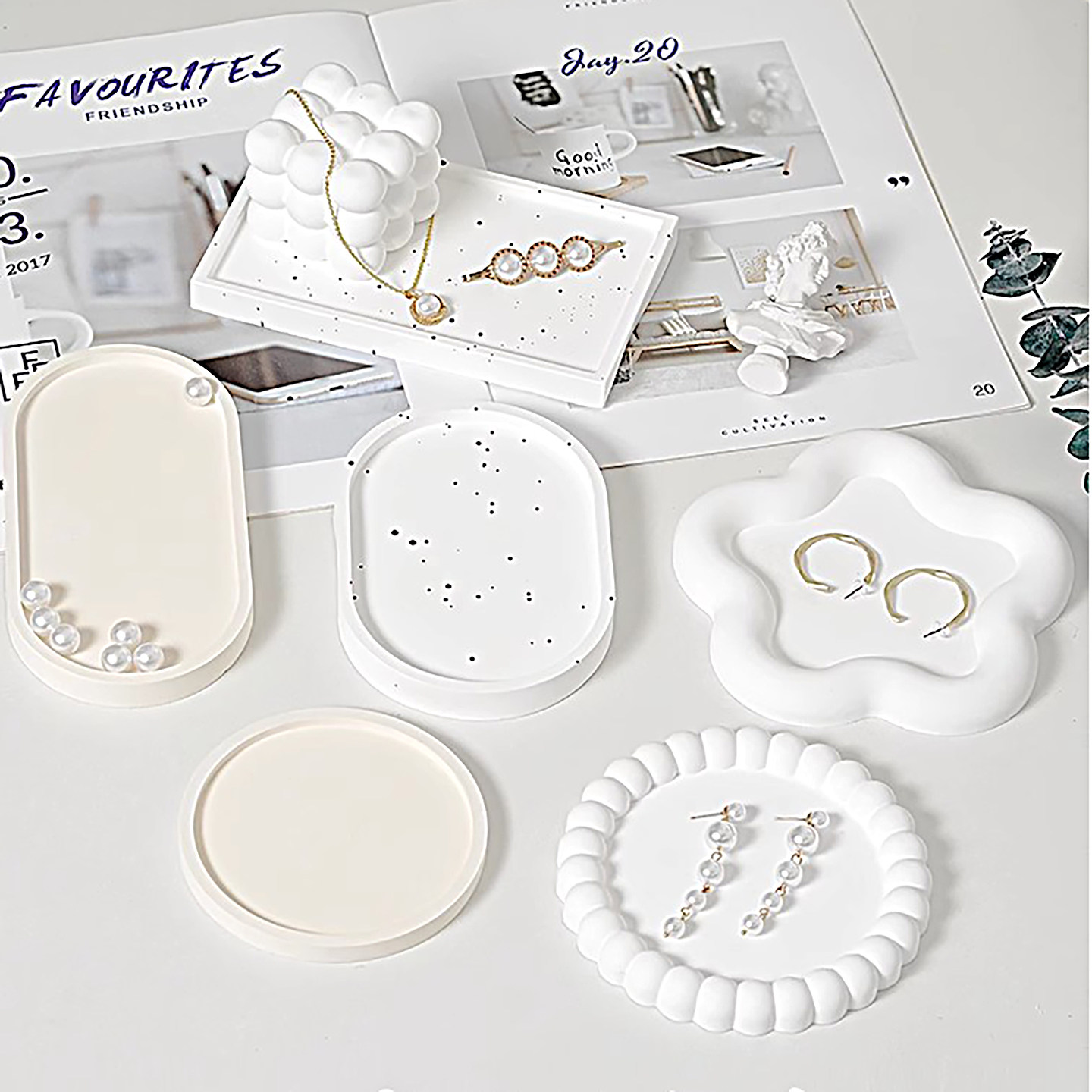 香薰蜡烛托盘杯垫不规则拍摄装饰道具盘首饰收纳盘ins简约石膏盘