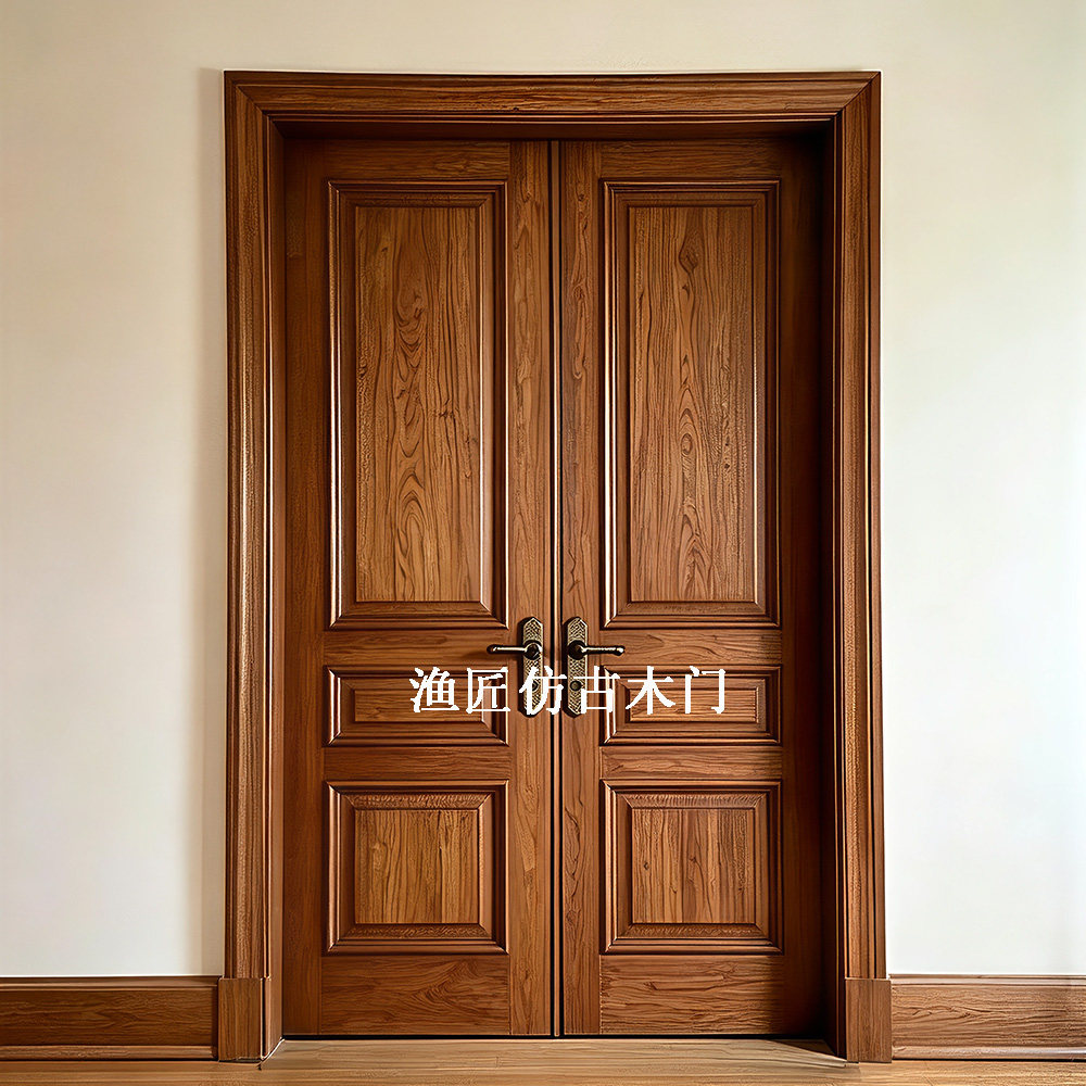 实木双开门新中式原木门别墅门菠萝格门农村自建房大门客厅进户门