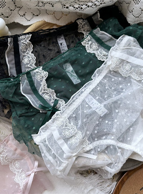 【80-130斤】甜美网纱波点日系中腰荷叶边女内裤C809