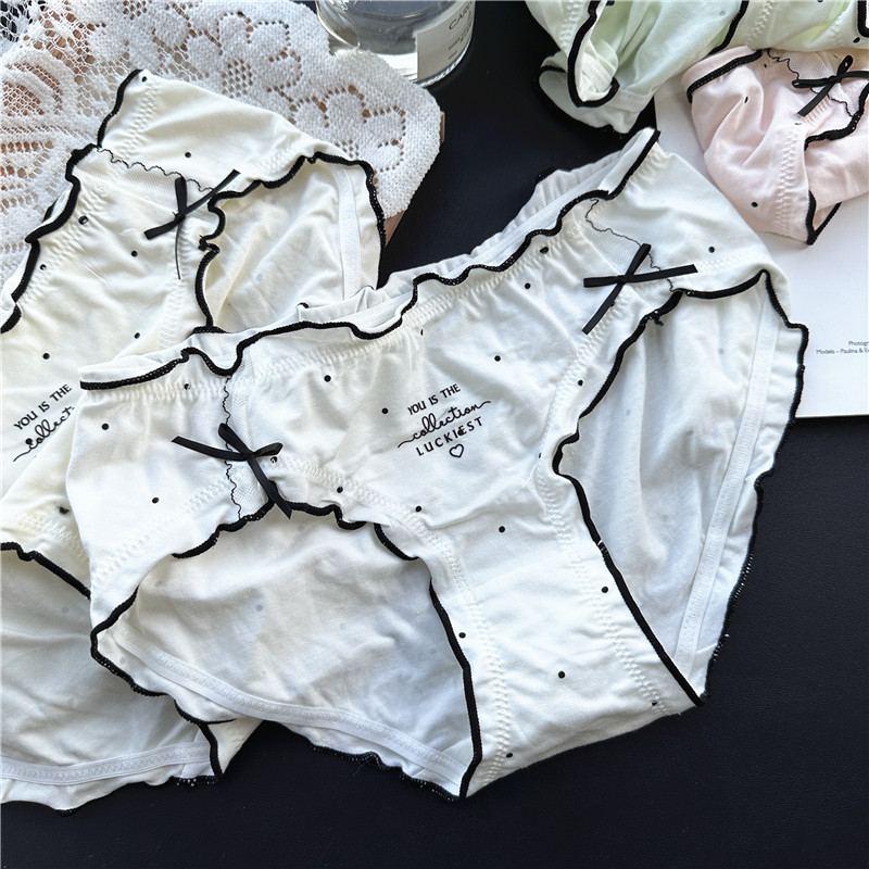 【80-125斤】2320#仿佛不够~超甜可爱棉质点点中腰女内裤