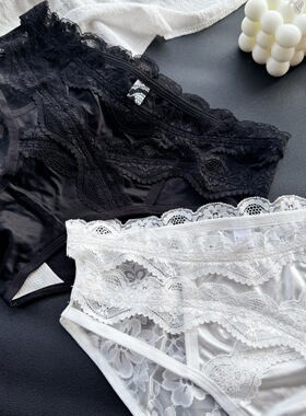 【90-125斤】C1236#你很好~交叉冰丝网纱蕾丝边法式性感女内裤