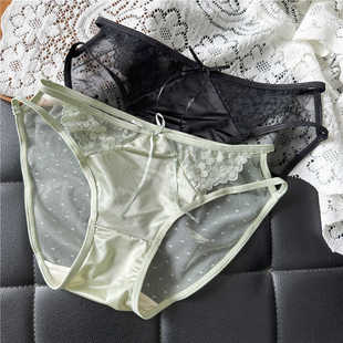 3735小性感调皮冰丝蕾丝网纱可爱性感低腰女内裤 130斤