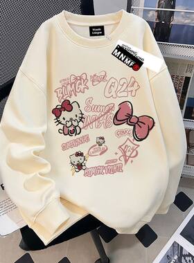 Kitty猫女童圆领卫衣春秋2025新款洋气可爱女大童冬装上衣服