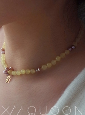 金枝玉叶天然黄玉髓项链