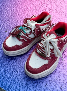 ALKE 厚底隐形7cm增高休闲磨破做旧gan破坏风百搭板鞋 男女情侣款